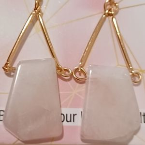 ROYAL GEMZ EARRINGS ROSE QUARTZ INNER ROYALTY ZORBITZ CHANDELIER HEALING STONE